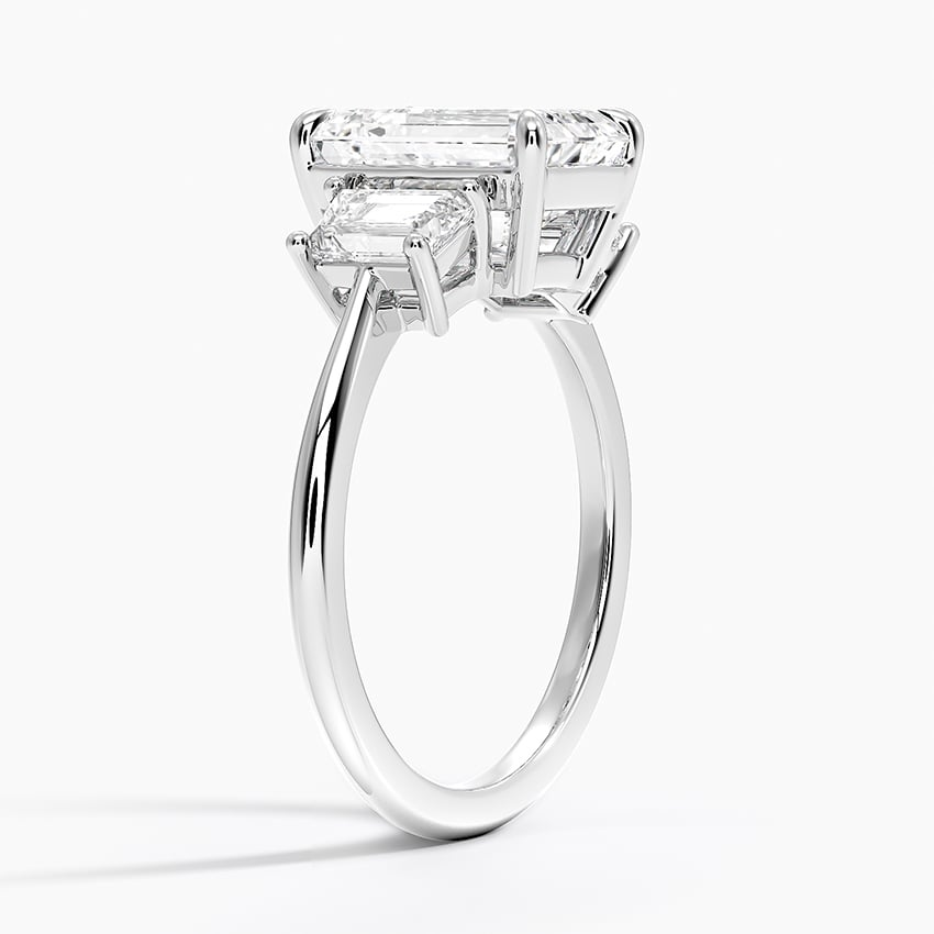 21/2 CT Emerald Lab Grown Diamond Gold Three Stone Ring
