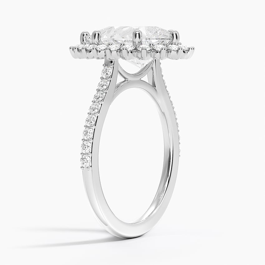 3CT Pear Lab Grown Diamond Gold Halo Engagement Ring
