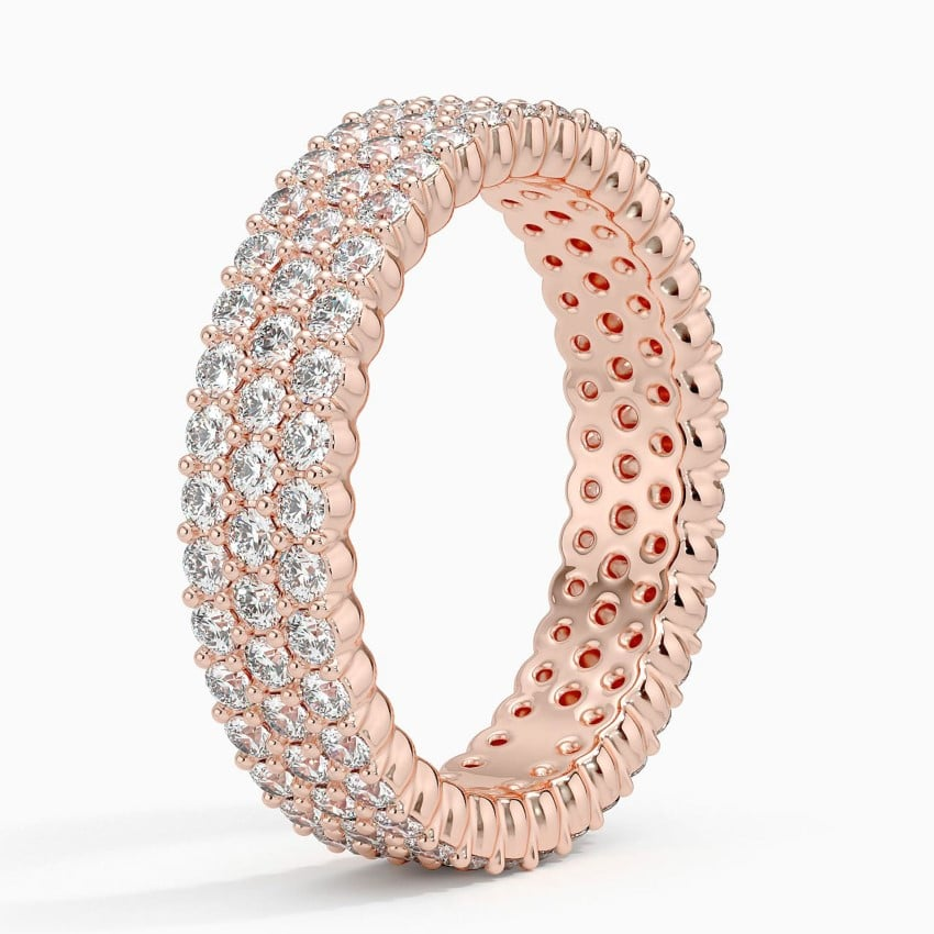 1.86CTW Round Lab Grown Diamond Full Eternity 18k Gold Bands