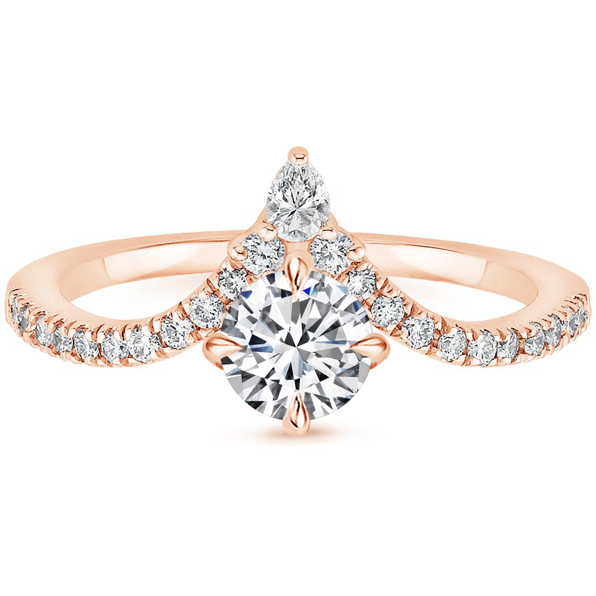 1/2CT Round Lab Grown Diamond Gold Curve Shape Engagement Ring