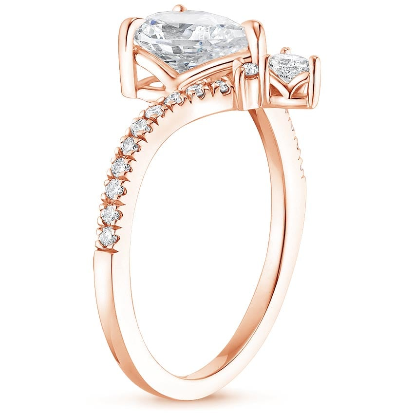 1/2CT Round Lab Grown Diamond Gold Curve Shape Engagement Ring