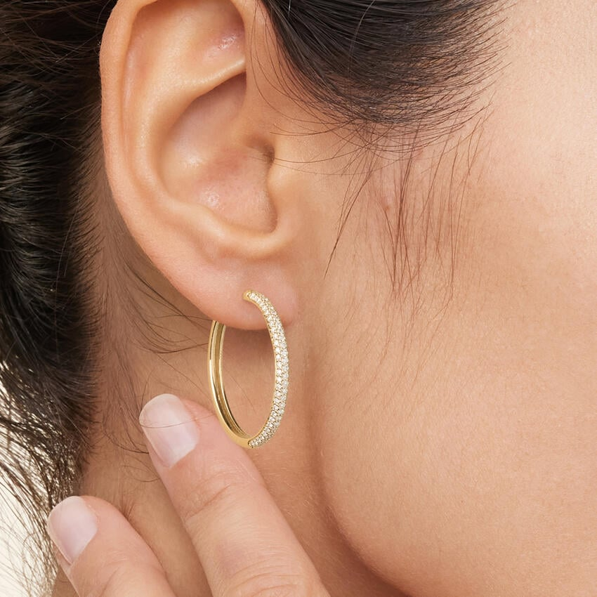 1/2 CTW Lab Grown Diamond Tube Hoop Earrings