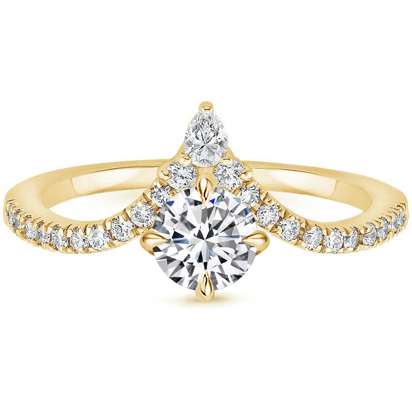 1/2CT Round Lab Grown Diamond Gold Curve Shape Engagement Ring