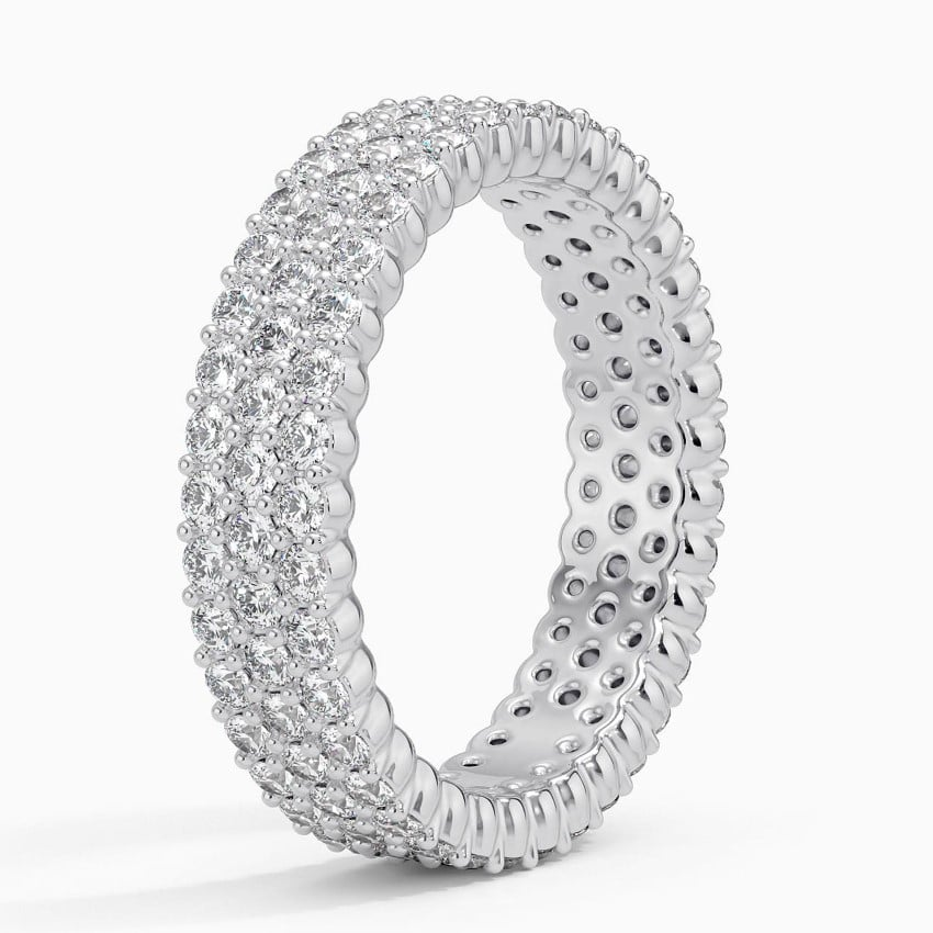 1.86CTW Round Lab Grown Diamond Full Eternity 18k Gold Bands