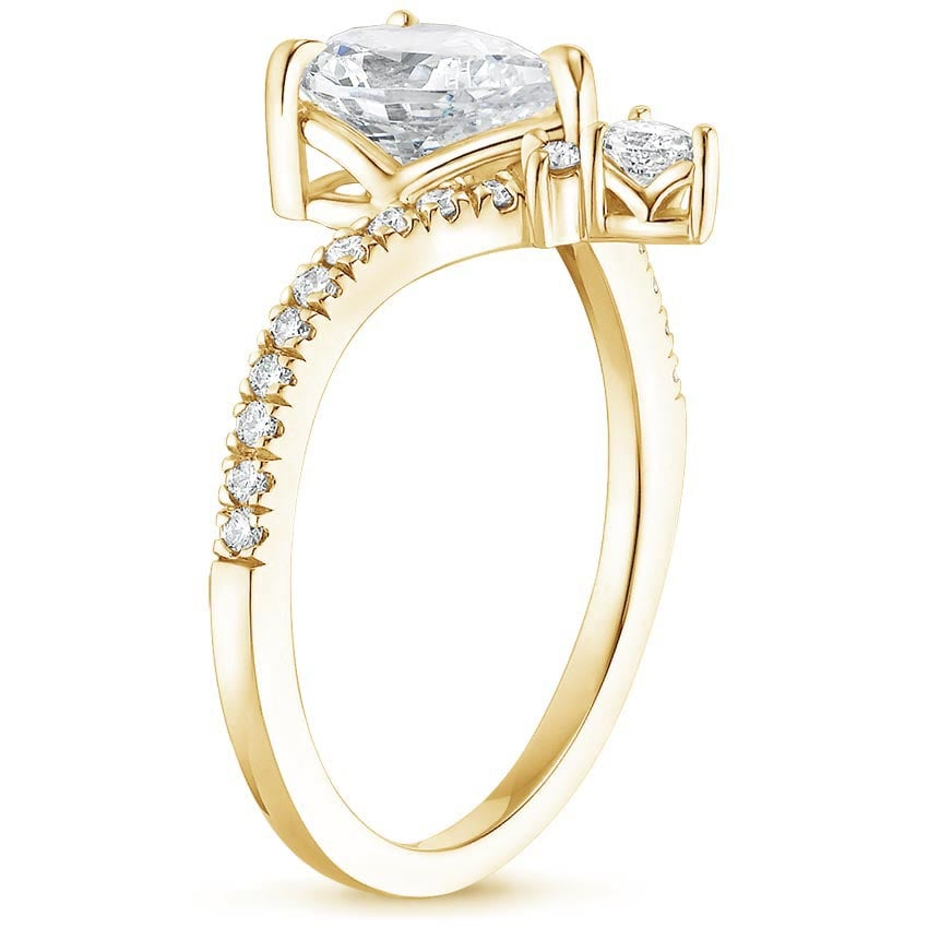 1/2CT Round Lab Grown Diamond Gold Curve Shape Engagement Ring