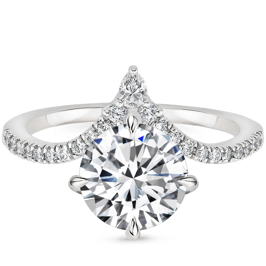 1/2CT Round Lab Grown Diamond Gold Curve Shape Engagement Ring