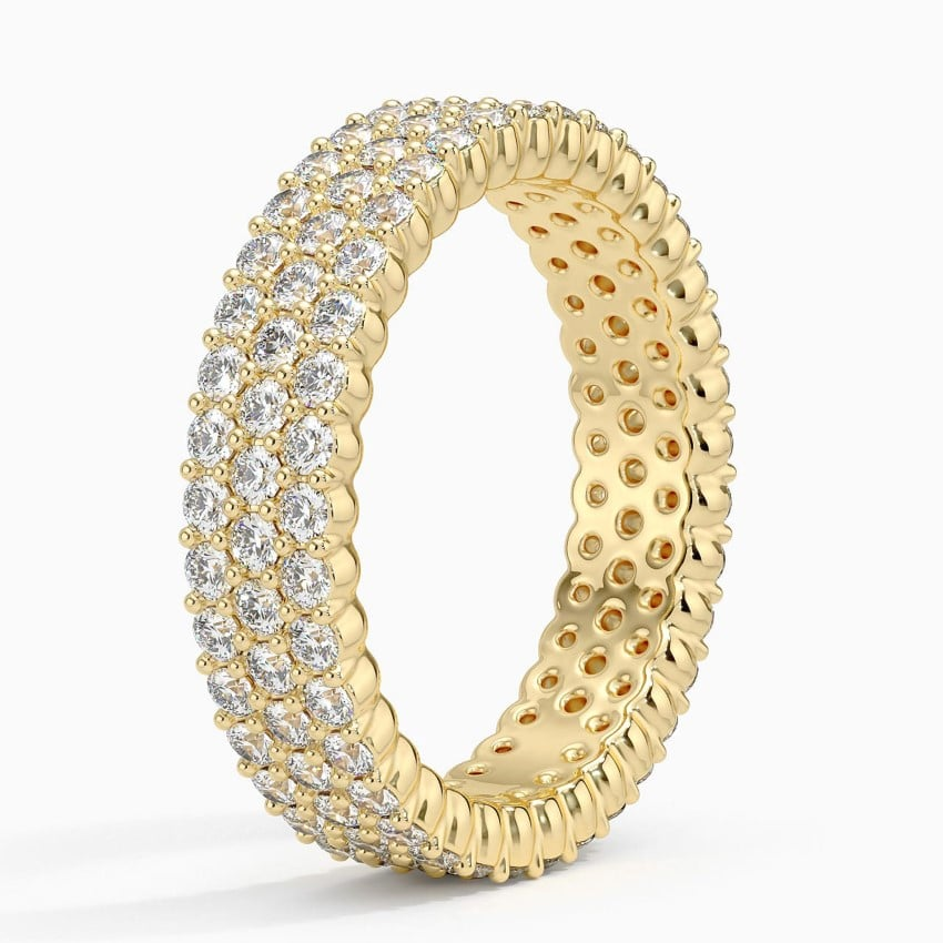 1.86CTW Round Lab Grown Diamond Full Eternity 18k Gold Bands