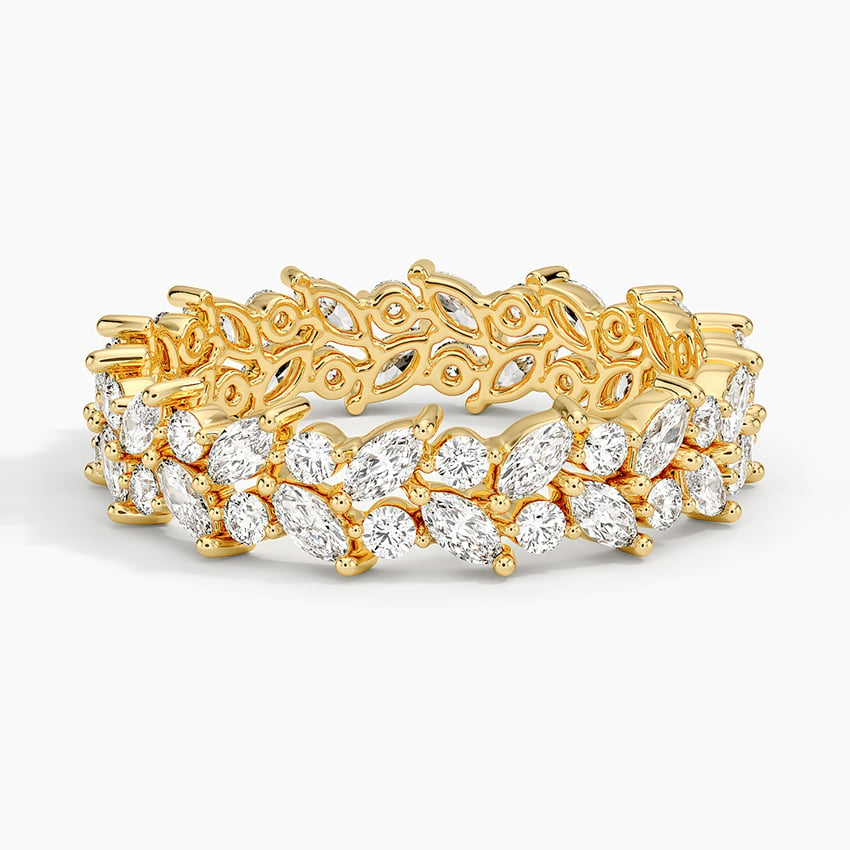 Marquise and Round Lab Grown Diamond Sterling Wedding Band