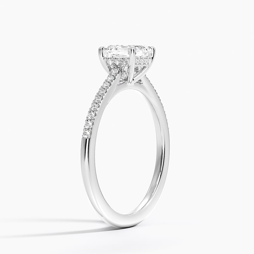 1CT Asscher Lab Grown Diamond Gold Half Coverage Engagement Ring