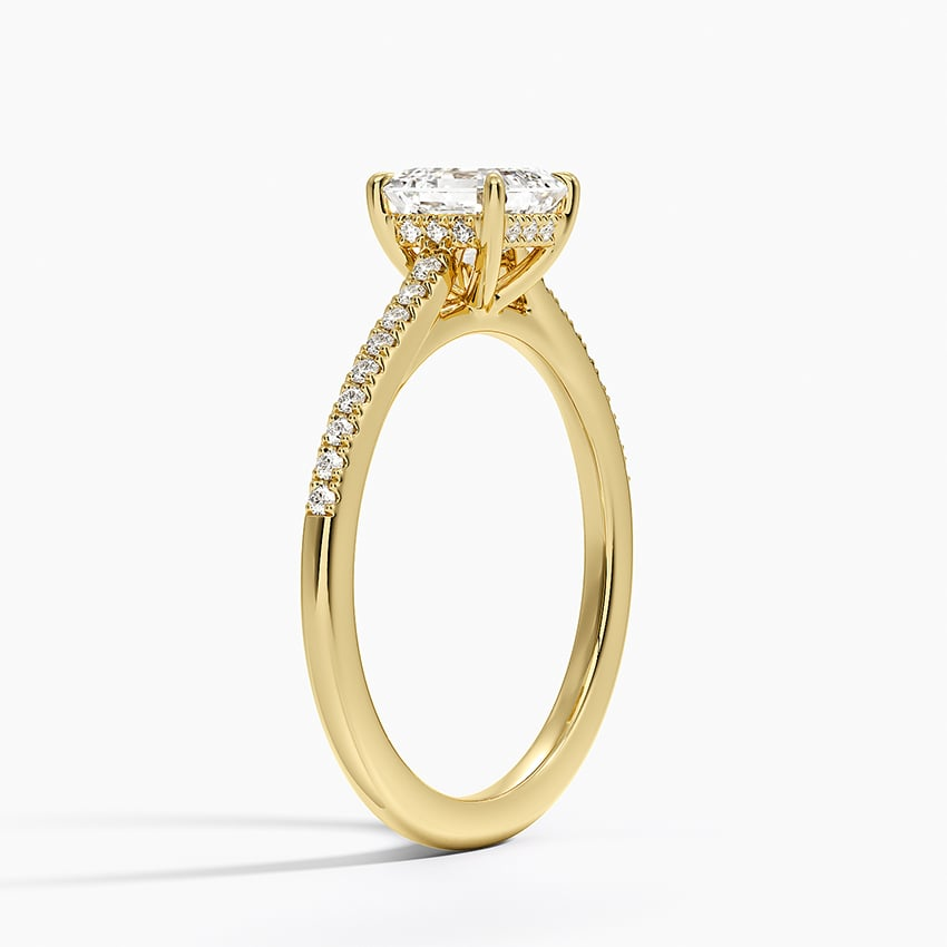 1CT Asscher Lab Grown Diamond Gold Half Coverage Engagement Ring