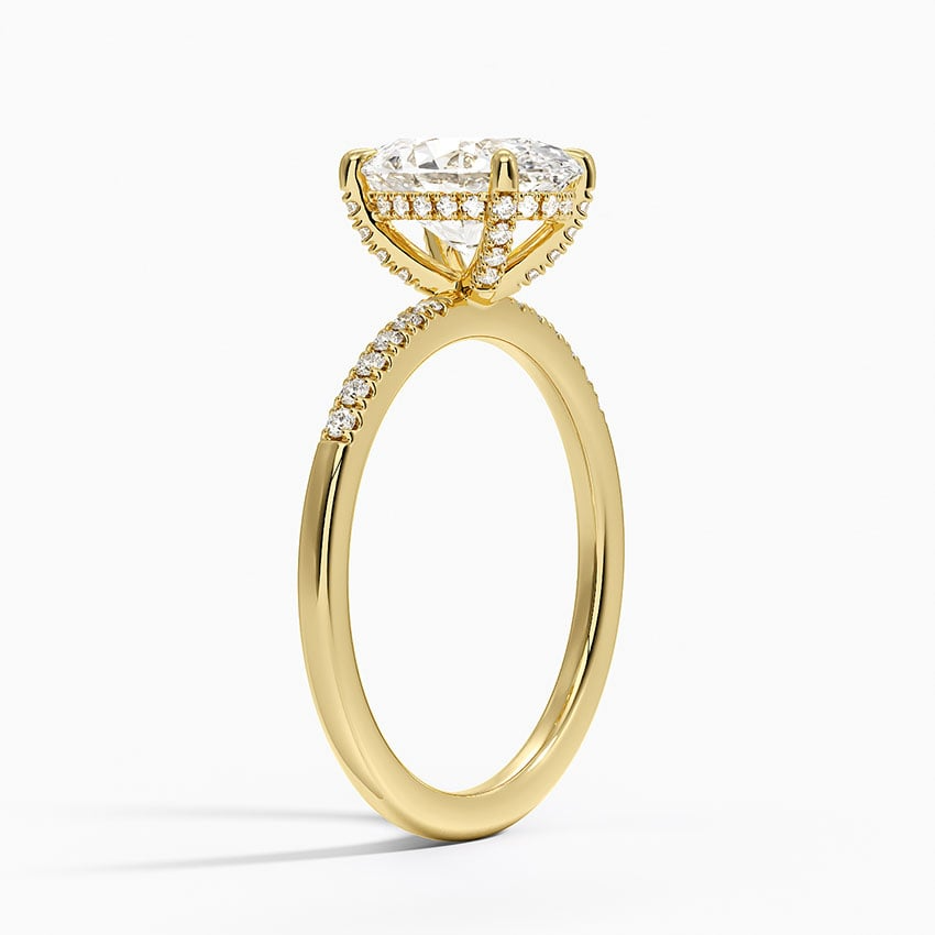 2CT Oval Lab Grown Diamond Gold Engagement Ring