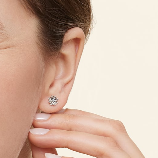 0.03 CTW Flower Shape Lab Grown Diamond Stud Earrings
