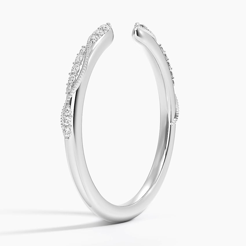 0.09 CTW Milgrain Lab Grown Diamond Open Wedding Band in 18K Gold