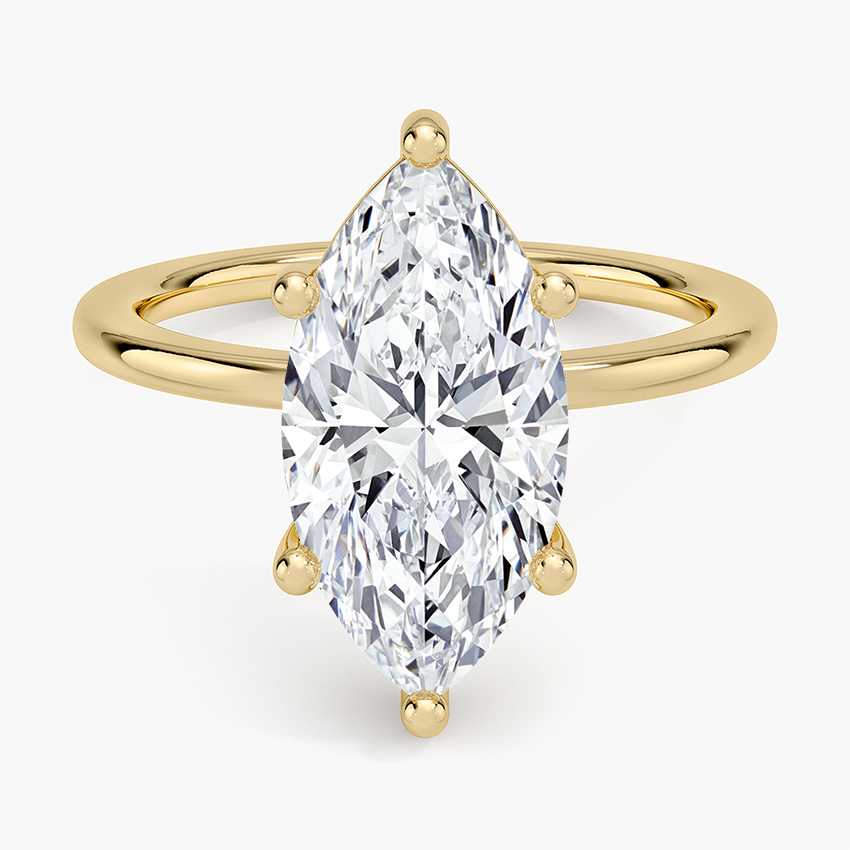 3Ct Marquise Lab Grown Diamond Gold Solitaire Ring
