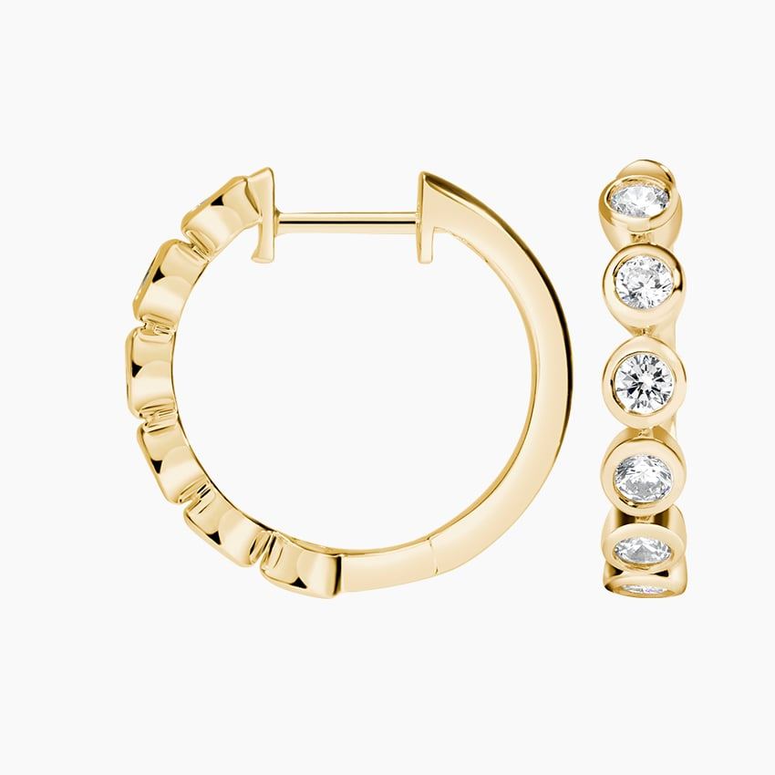3/4 CTW Lab Grown Diamond Bezel Hoop Earrings
