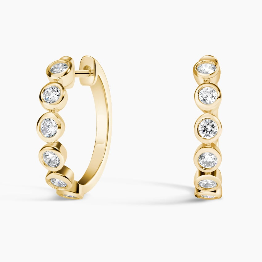 3/4 CTW Lab Grown Diamond Bezel Hoop Earrings