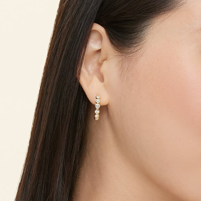 3/4 CTW Lab Grown Diamond Bezel Hoop Earrings