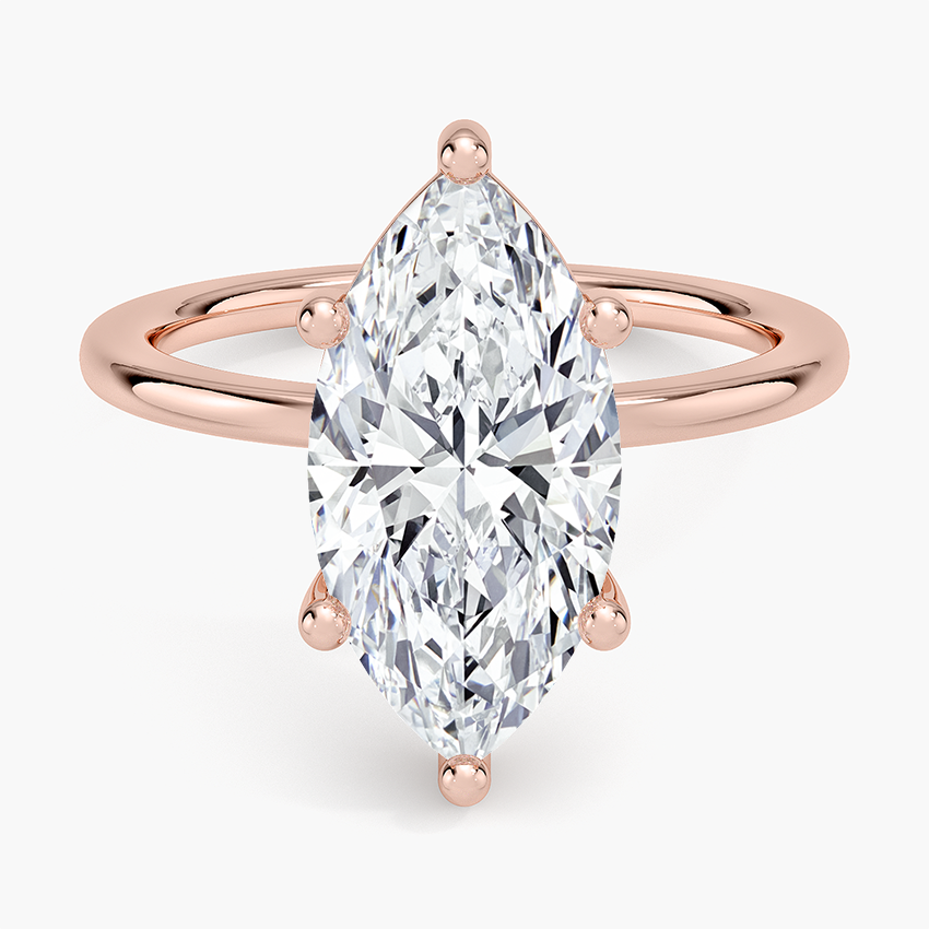3Ct Marquise Lab Grown Diamond Gold Solitaire Ring