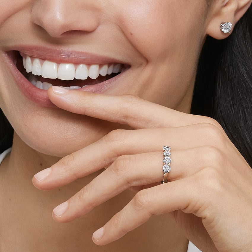 1.46CTW Round Five Stone Lab Grown Diamond Wedding Ring For Women