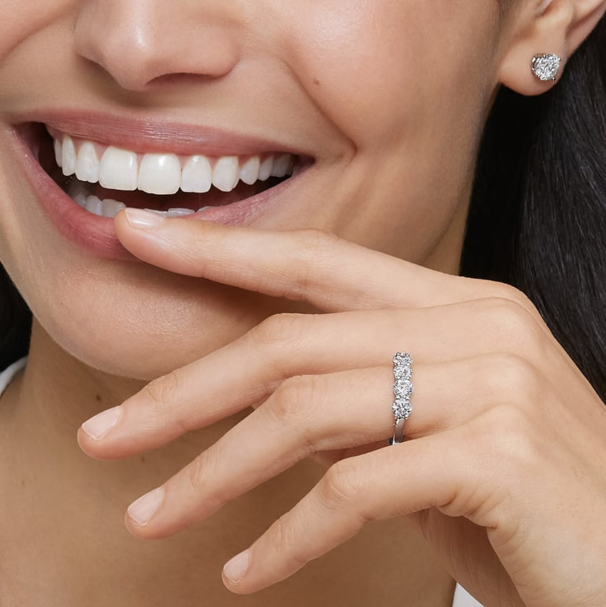 1.46CTW Round Five Stone Lab Grown Diamond Wedding Ring For Women