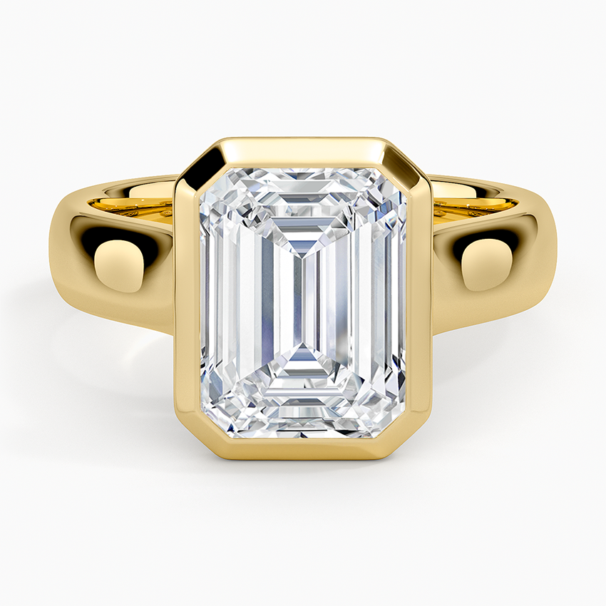 4mm Bezel 3CT Emerald Solitaire Engagement Ring