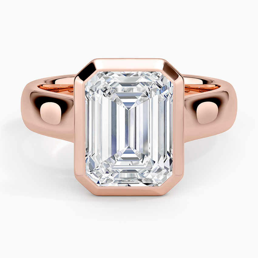 4mm Bezel 3CT Emerald Solitaire Engagement Ring