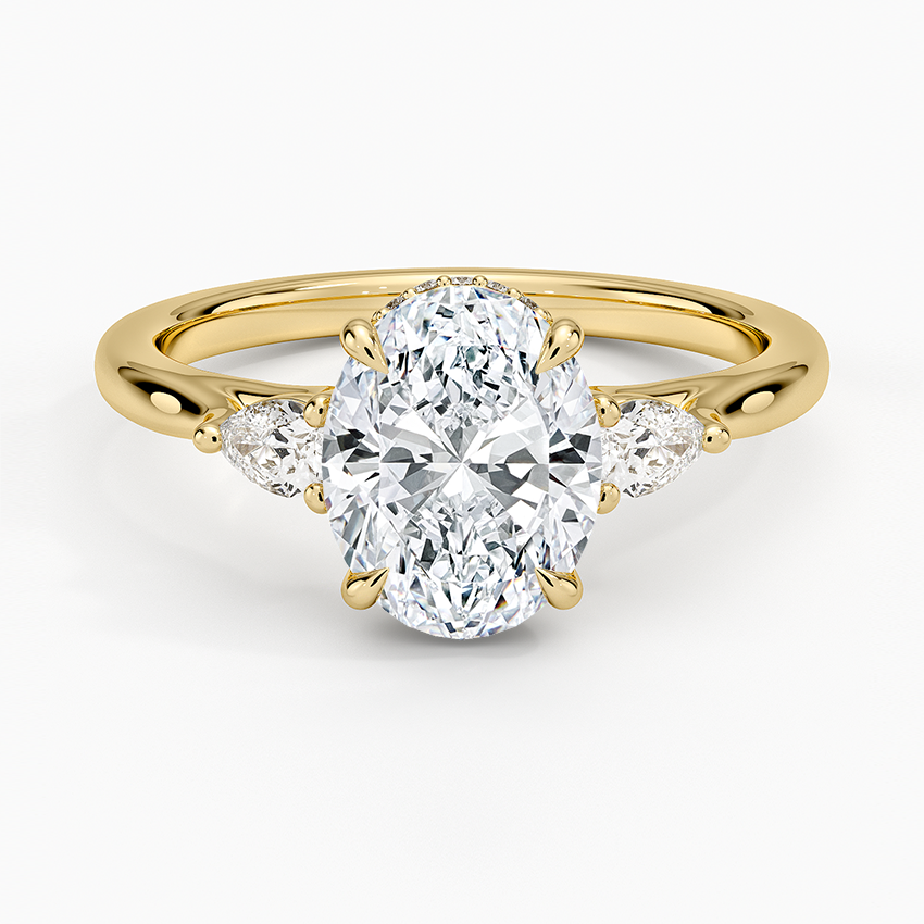 2Ct Oval lab Grown Diamond Gold Three Stone Ring