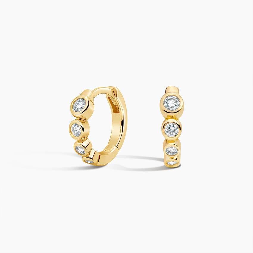 1/5 CTW Bezel Lab Grown Diamond Huggie Hoop Earrings