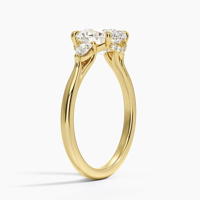2Ct Oval lab Grown Diamond Gold Three Stone Ring
