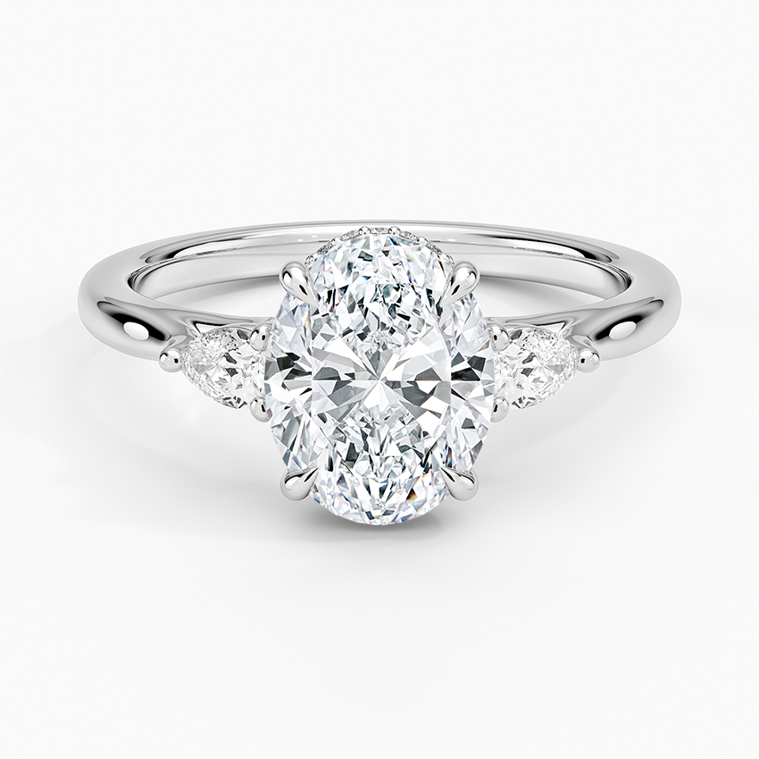 2Ct Oval lab Grown Diamond Gold Three Stone Ring