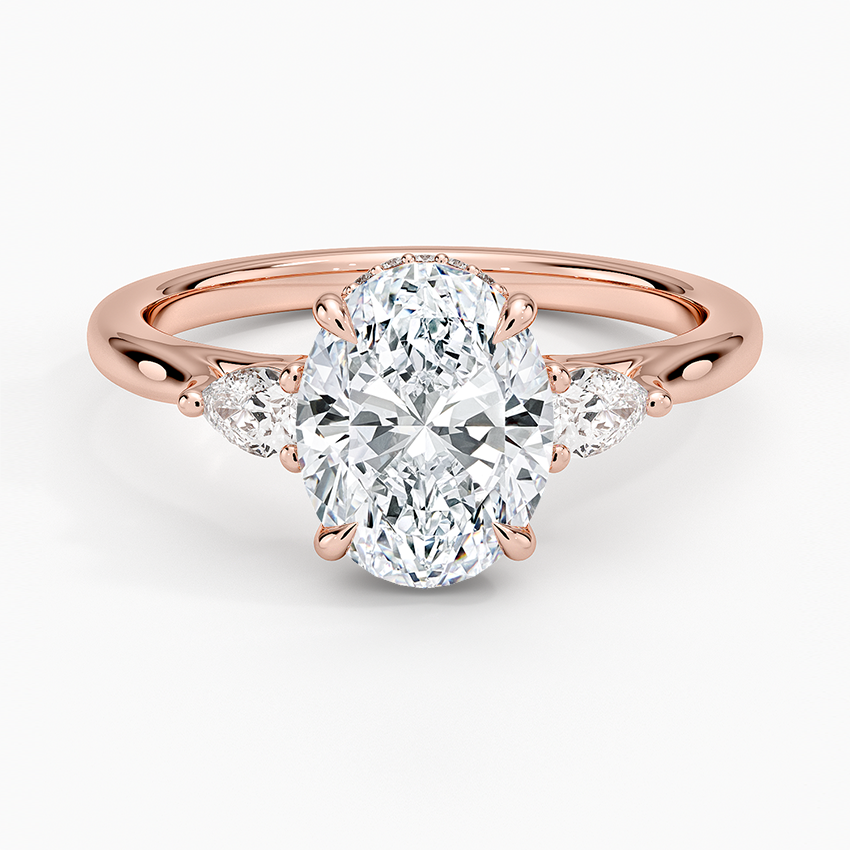 2Ct Oval lab Grown Diamond Gold Three Stone Ring