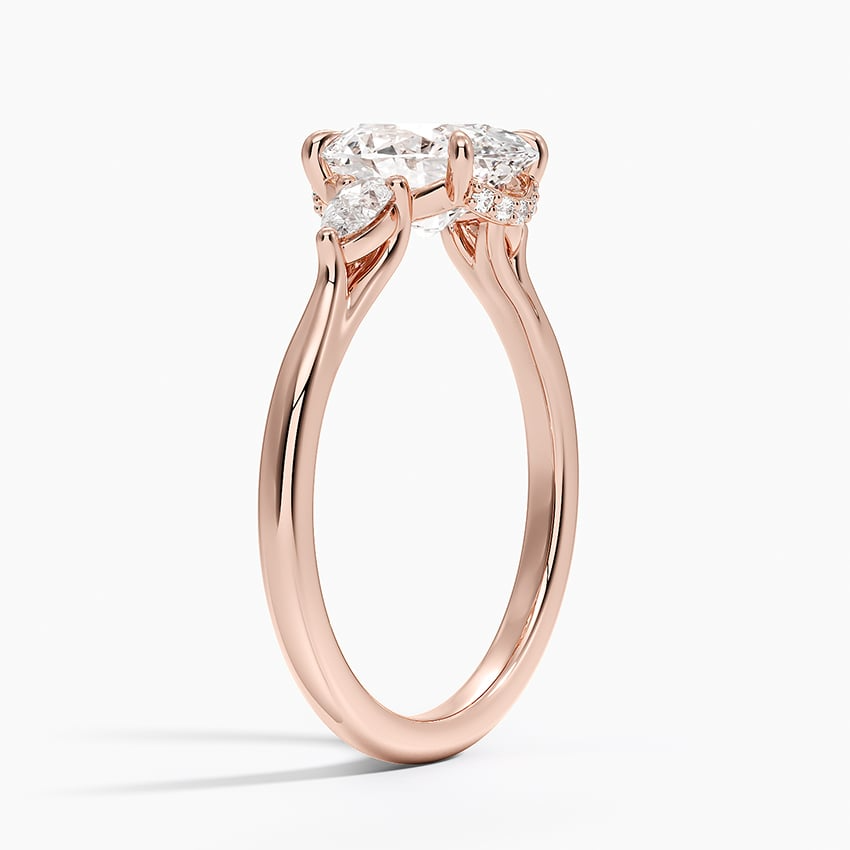 2Ct Oval lab Grown Diamond Gold Three Stone Ring