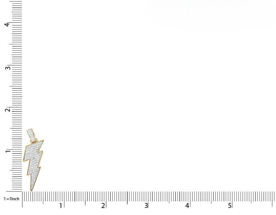 1.5" Lab Grown Diamond 10K Gold Lighting Bolt Emoji Pendant