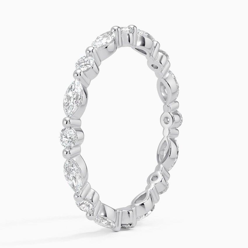 Round And Marquise Lab Grown Diamond Alternative 14k Gold Band