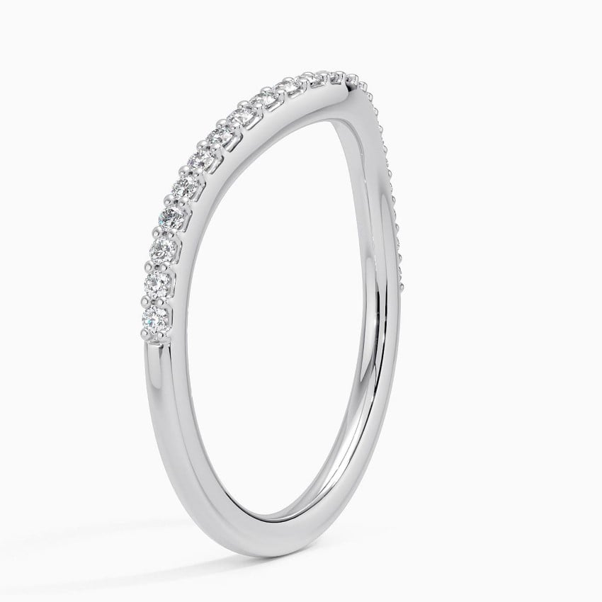 0.17 CTW Curved 18k White Gold Lab Grown Diamond Band