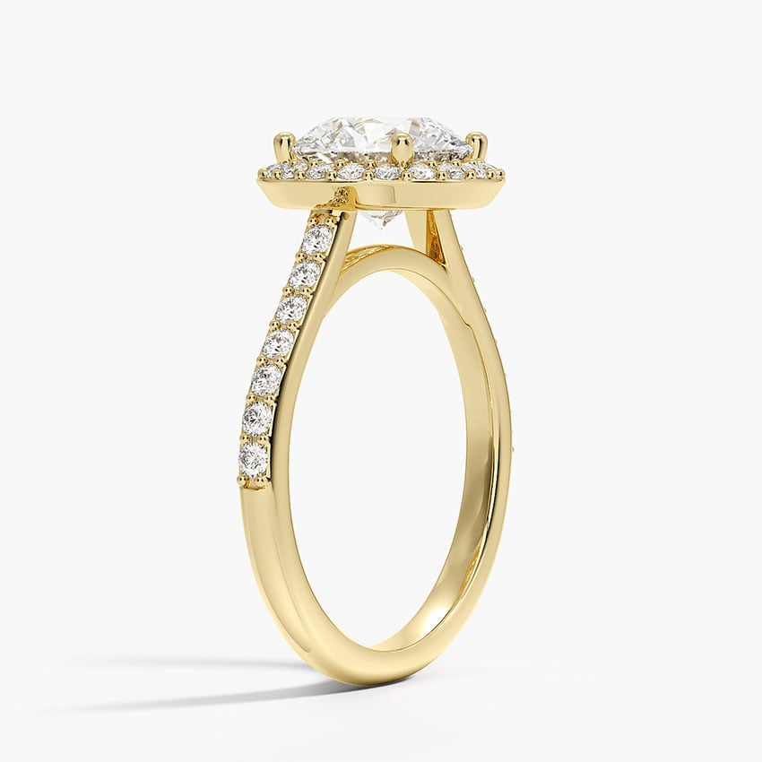 2CT Round Lab Grown Diamond Gold Halo Engagement Ring