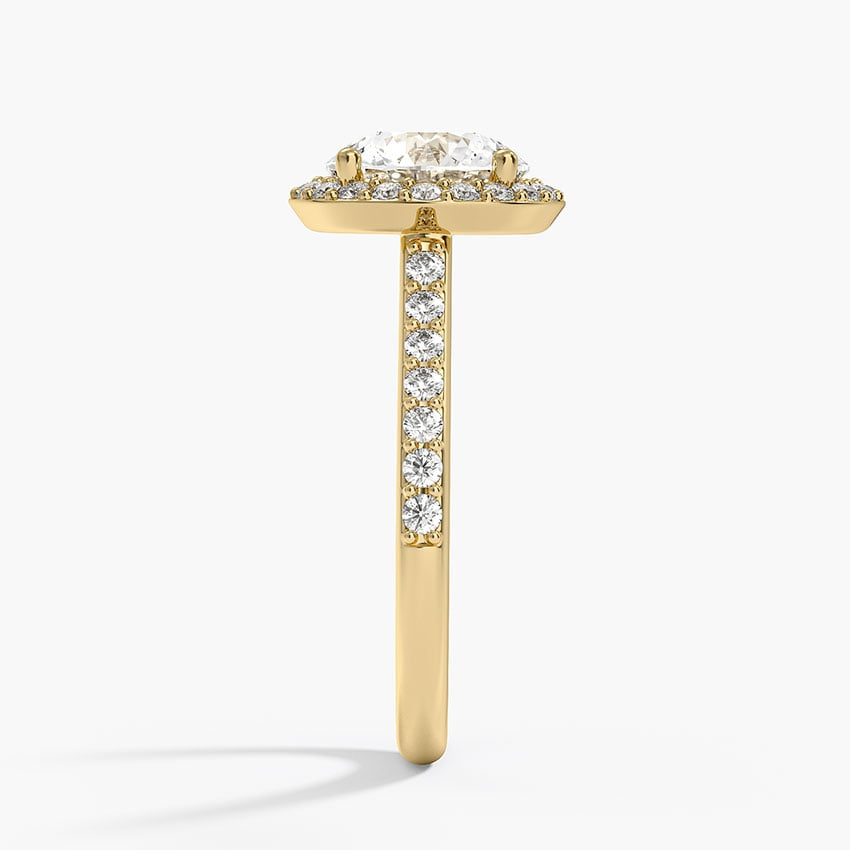 2CT Round Lab Grown Diamond Gold Halo Engagement Ring