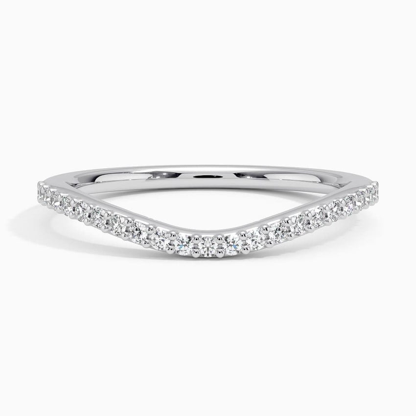 0.17 CTW Curved 18k White Gold Lab Grown Diamond Band