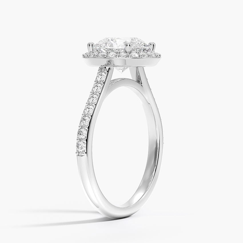 2CT Round Lab Grown Diamond Gold Halo Engagement Ring