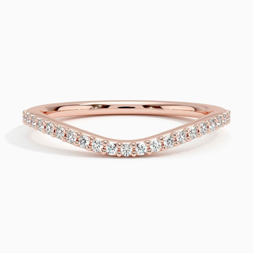 0.17 CTW Curved 18k White Gold Lab Grown Diamond Band