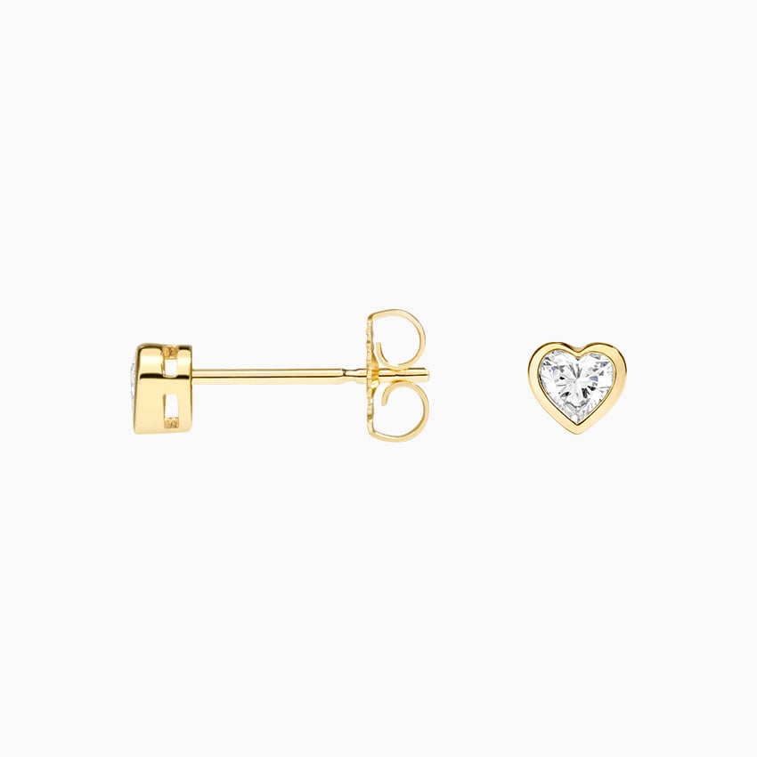 1/4 CTW Heart Shaped Lab Grown Diamond Bezel Stud Earrings