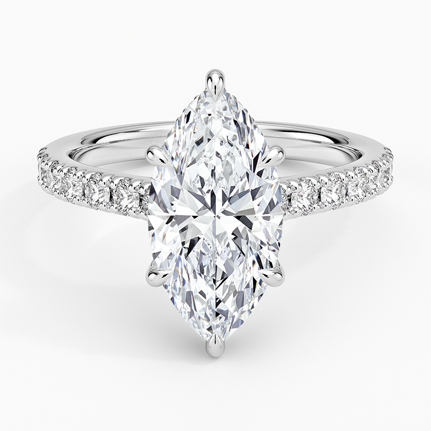 21/2 Ct Marquise Lab Grown Diamond Gold Half Coverage Ring