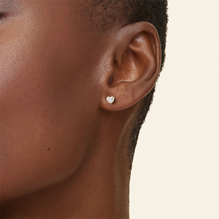 1/4 CTW Heart Shaped Lab Grown Diamond Bezel Stud Earrings