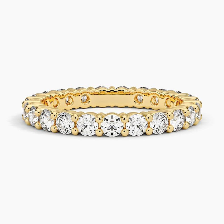 Round Lab Grown Diamond 18k Solid Gold Stack Wedding Band