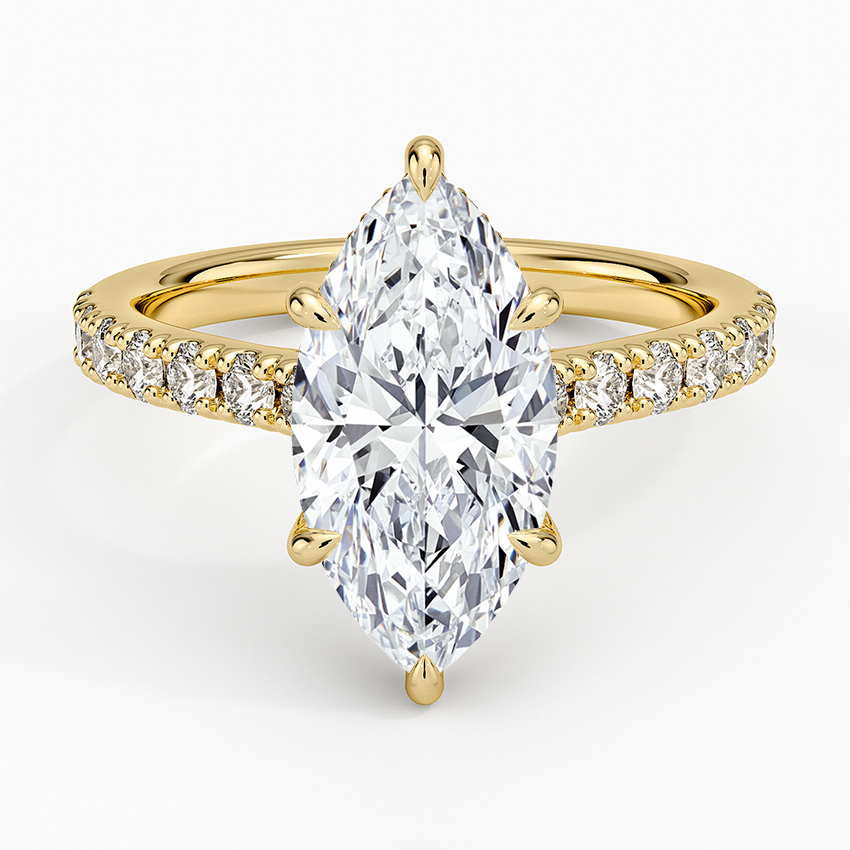 21/2 Ct Marquise Lab Grown Diamond Gold Half Coverage Ring
