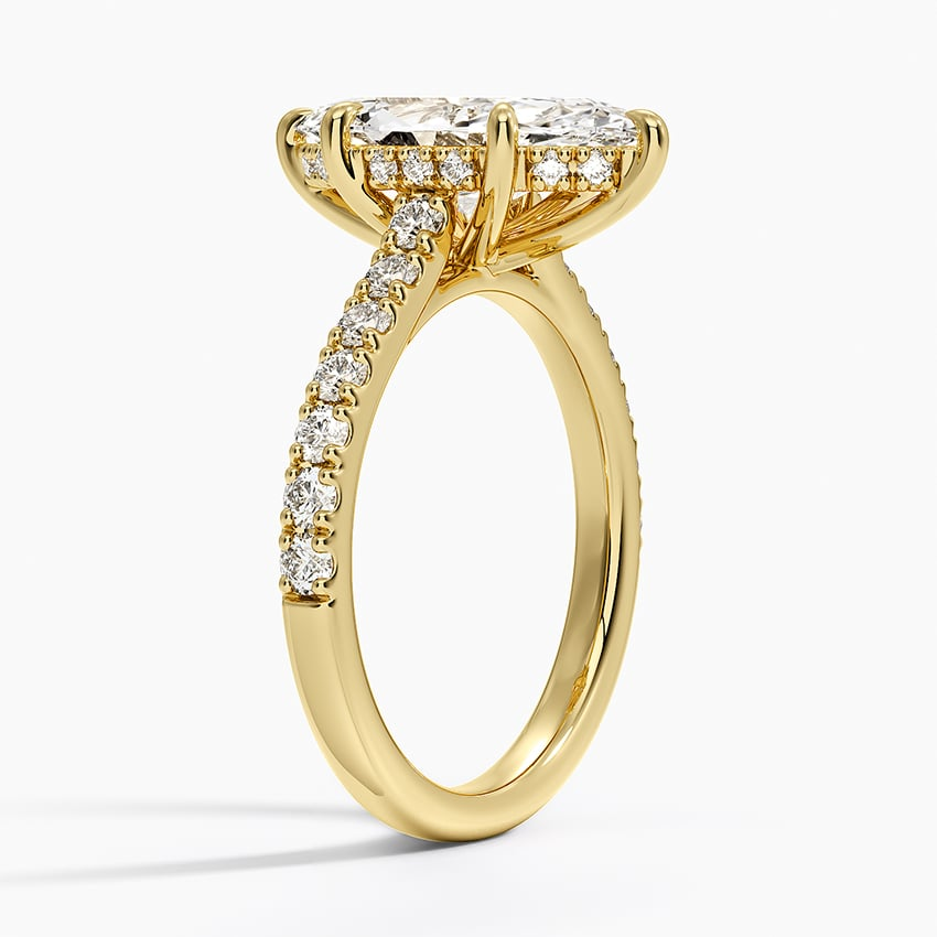 21/2 Ct Marquise Lab Grown Diamond Gold Half Coverage Ring