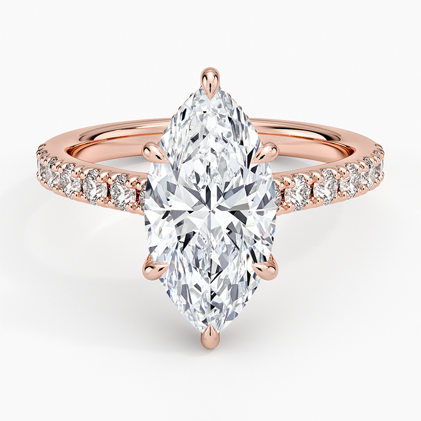 21/2 Ct Marquise Lab Grown Diamond Gold Half Coverage Ring