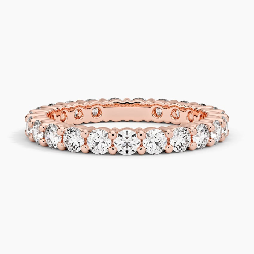 Round Lab Grown Diamond 18k Solid Gold Stack Wedding Band