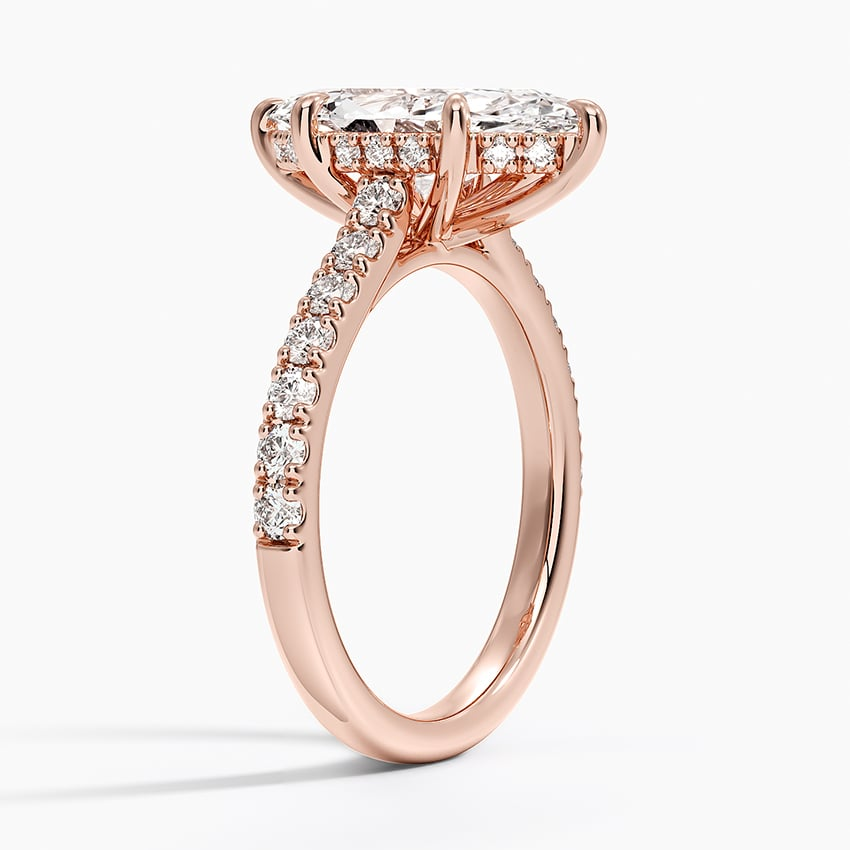 21/2 Ct Marquise Lab Grown Diamond Gold Half Coverage Ring
