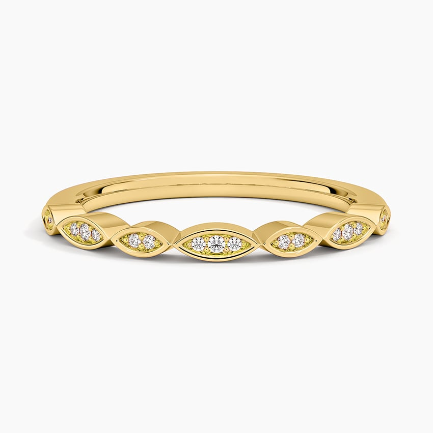 0.05 CTW Petal Milgrain Lab Grown Diamond Half Eternity Bands